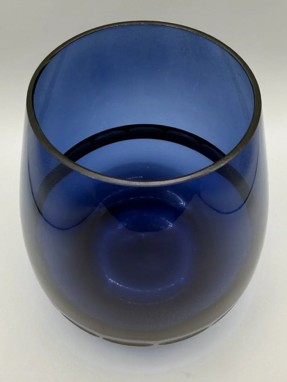 VTG Blue Teardrop FTD Silver Etched Band MCM Vase